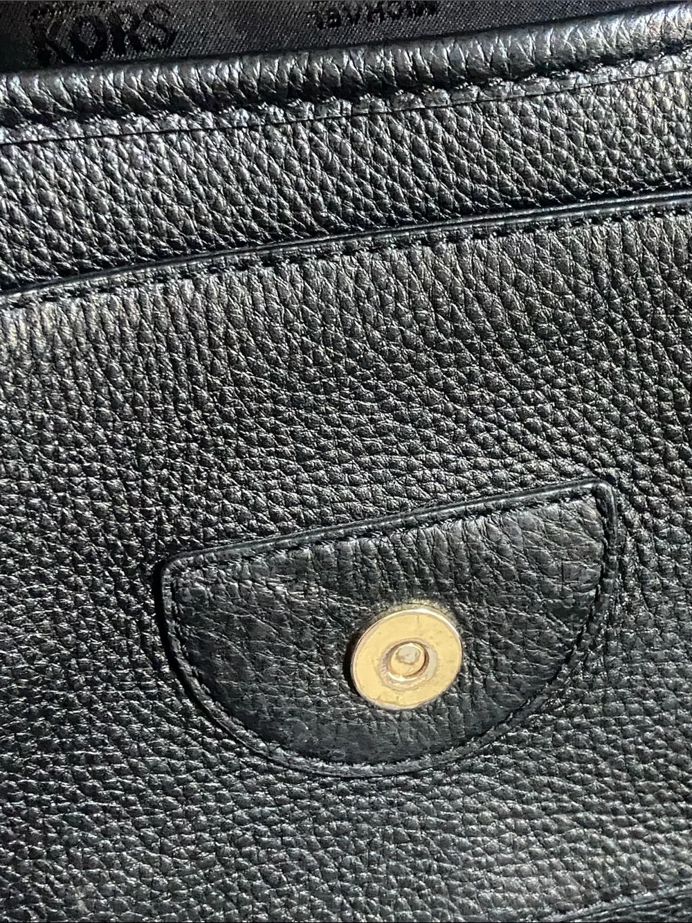Michael Kors Black Leather Crossbody with Gold MK Emblem Purse Adj Strap